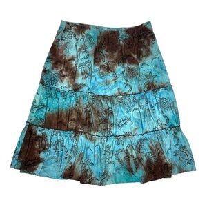 Cato Women's Paisley Elastic Brown Blue Tiered Skirt Size 22/24W